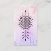 *~* Totem Flower of Life Pastel Floral  Reiki Yoga Business Card