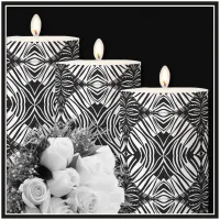 Artsy Black and White Geometric Tribal Pattern Pillar Candle