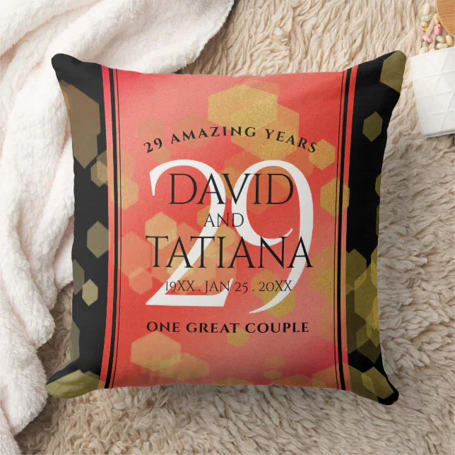 Elegant 29th Garnet Wedding Anniversary Throw Pillow