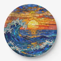Oceanic Coastal Ocean Waves Sunset   Paper Plates