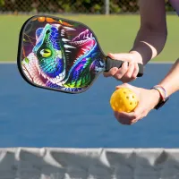 Cobra snake with vibrant turquoise and blue scales pickleball paddle