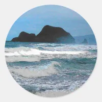 Hawaiian Coastal Island Ocean Tropical Paradise Classic Round Sticker