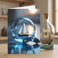 Ship in a Lightbulb Maritime Birthday for Father Card
