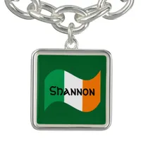Personalized Irish Flag with Celtic Font Charm Bracelet