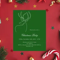 Green abstract reindeer Christmas Party invitation