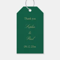 Hunter Green Golden Beige Wedding Favor Gift Tags