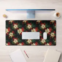 Beautiful Red and White Poinsettias Desk Mat