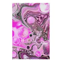 Pink and Black Fluid Art Pour Painting Effect  Faux Canvas Print