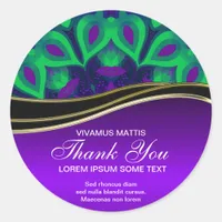 Purple Green Delight Thank You Round Sticker