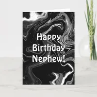 Happy Birthday Nephew | Black and White Marble  Card