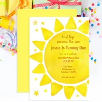 Watercolor Boho 1st Birthday Napkins – First Trip  Invitation