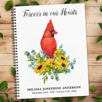 Funeral Guestbook Note Memorial Cardinal Sunflower Notebook