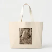 Sepia Horse Large Tote Bag