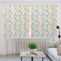 Pastel Striped Coastal Beach Cabin Pattern Blackout Curtains