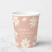 Pink Daisy Floral Baby Shower Paper Cups