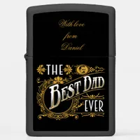 Vintage The Best Dad Ever black gold personal Zippo Lighter