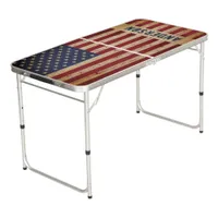 Rustic Wood American Flag USA Beer Pong Table
