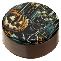 Black Cat and Jack-O-Lantern Halloween Chocolate Covered Oreo