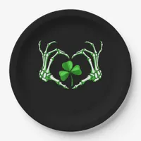 Skeleton Hand Heart Shamrock St Patricks Day Paddy Paper Plates