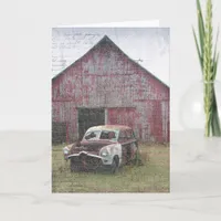 Old Car and Old Barn Card