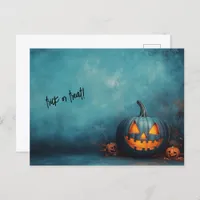 Halloween Blue Trick or Treat Postcard