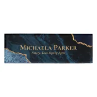 Navy Blue and Gold Agate Geode Name Tag