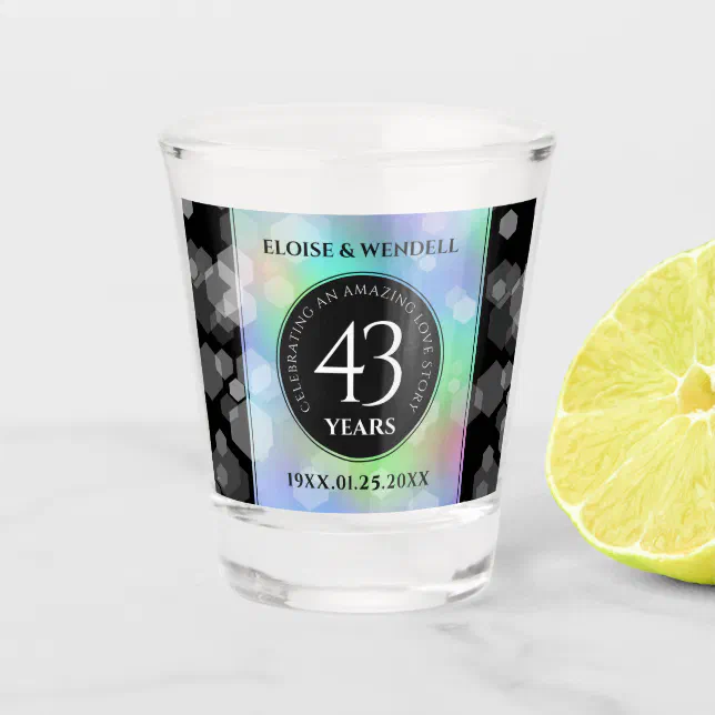 Elegant 43rd Opal Wedding Anniversary Celebration Shot Glass