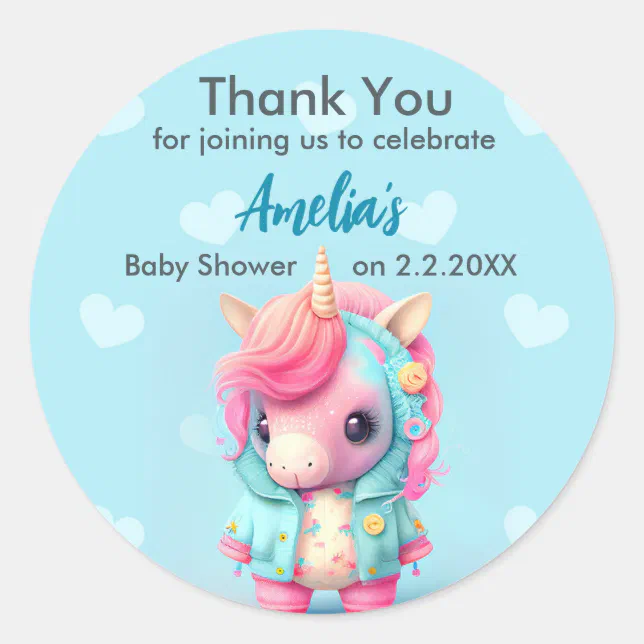 Cute Baby Unicorn | Baby Shower Classic Round Sticker