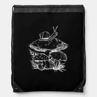 Cottagecore Aesthetic Mushroom Snail Fungi Goblinc Drawstring Bag