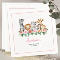 Safari Jungle Girl Baby Shower Napkins