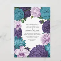 Deep Marine, Slate Orchid & Cloud Lilac Wedding Invitation