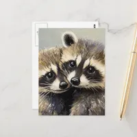Cute Adorable Baby Raccoons Postcard