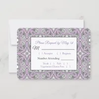 Black and Purple  Mandala Wedding RSVP card