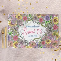 Colorful Bohemian Florals Sweet 16 Paper Placemat