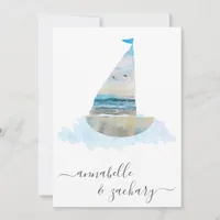 *~* Sea Ocean BOAT RSVP + QR Beach AR7 Wedding Invitation