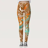 Brown, Orange, Boho Colors Abstract  Leggings