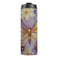 Beautiful Purple Butterfly and Flowers Thermal Tumbler