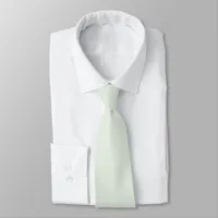Palest Sage Green Hidden Initials Solid Color Neck Tie