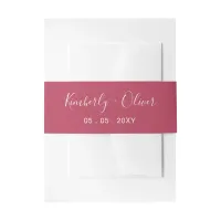 Simple Modern Minimalist Magenta Wedding Invitation Belly Band