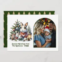 Woodland Bunny Family Cozy Forest Christmas Photo Holiday Card
