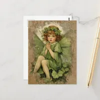 Gorgeous Vintage Fairy and Shamrocks Postcard