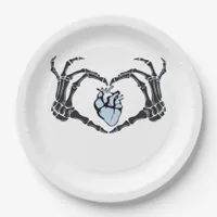 Skeleton Heart Hands Clean Graphic Mood Paper Plates
