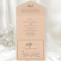 Soft Peach Simple Modern Script All In One Invitation