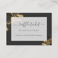 Black & Gold Tropical Bridal Shower Raffle Ticket Enclosure Card