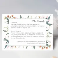 Sage Green, Peach & Pink Floral Watercolor Wedding Enclosure Card