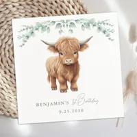 Highland Cow Boho Greenery Farm Animal Birthday Napkins