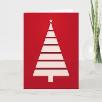 Simple Red and White Christmas Tree Greeting Card