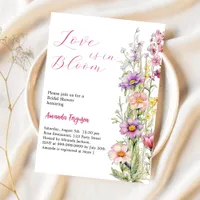 Love in bloom floral pink purple Bridal Shower Invitation