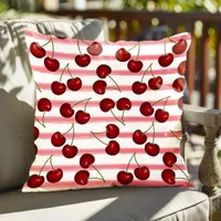 Red Cherries Pattern Summer  Outdoor Pillow