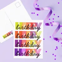 Modern Colorful Rainbow Typography Happy Birthday Postcard